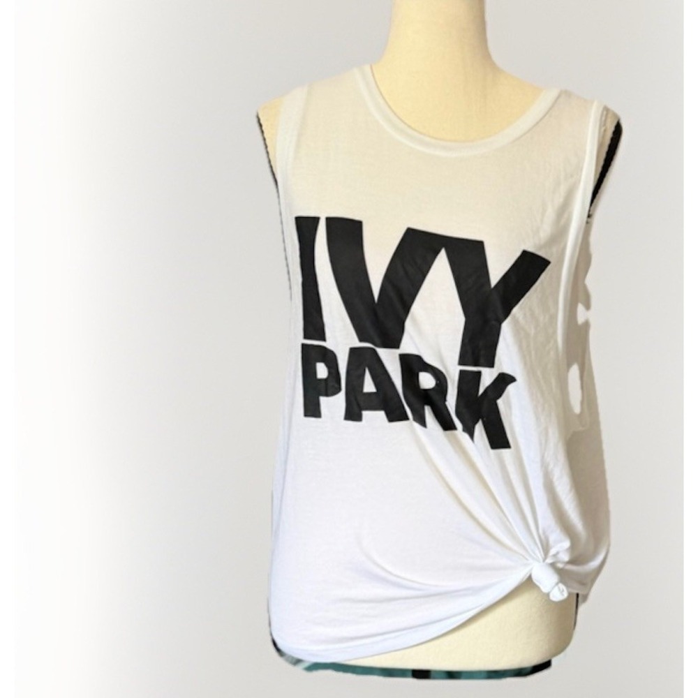 Ivy Park Beyoncé Logo Muscle‎ Tank Top White Oversized Athleisure Size S - Picture 2 of 10